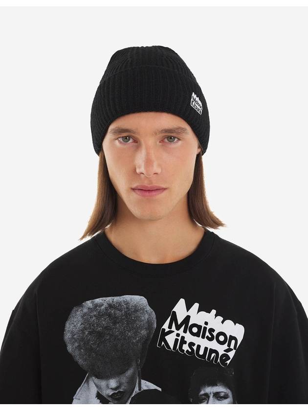 Logo Patch Beanie Black - MAISON KITSUNE - BALAAN 7