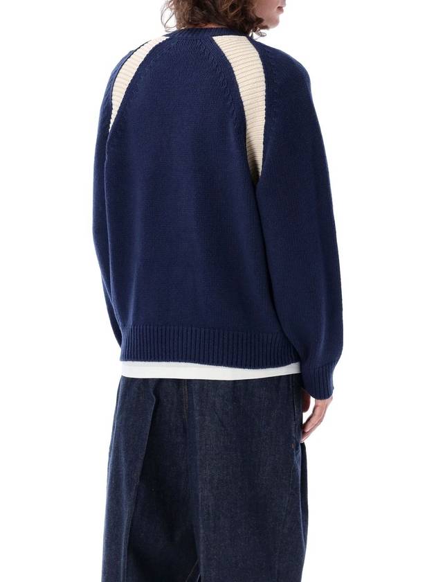 Paris Varsity Wool Cotton Cardigan Midnight Blue - KENZO - BALAAN 3