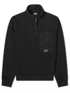 Cotton Fleece Mixed Zipped Sweatshirt Black - CP COMPANY - BALAAN 1