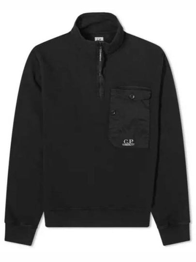 Cotton Fleece Mixed Zipped Sweatshirt Black - CP COMPANY - BALAAN 2