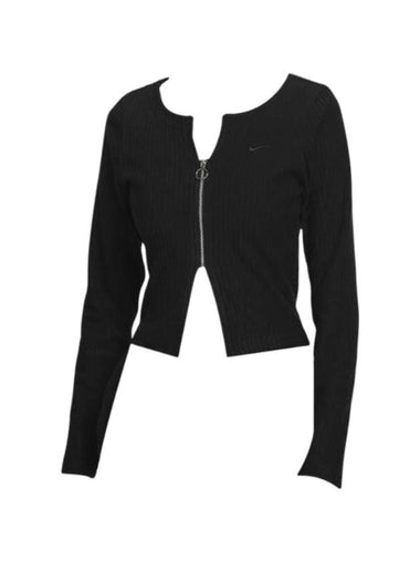 NSW chill knit ribbed zip up cardigan black FN3682 010 - NIKE - BALAAN 1