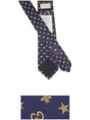 Symbol Motif Pattern Slim Silk Tie Navy - GUCCI - BALAAN 4