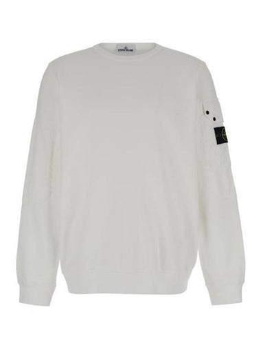 Brushed Organic Cotton Fleece Sweatshirt White - STONE ISLAND - BALAAN 1