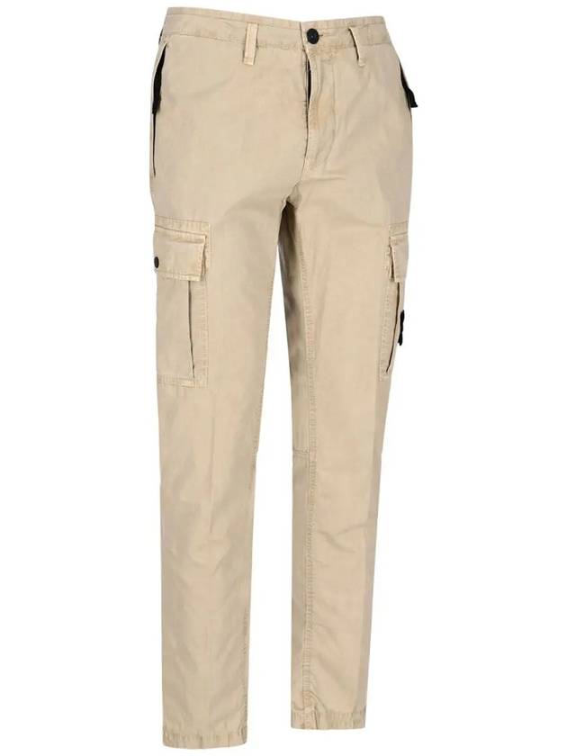 Men's Wappen Patch Slim Cargo Straight Pants Beige - STONE ISLAND - BALAAN 3