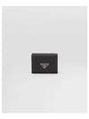 Triangle Logo Saffiano Leather Half Wallet Black - PRADA - BALAAN 2