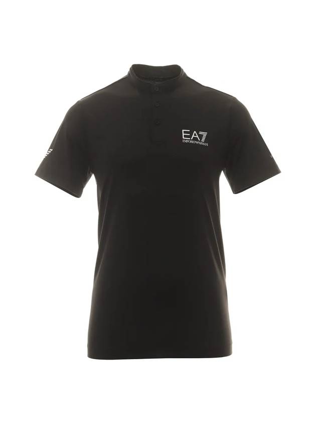 EA7 Logo Print Short Sleeve T-Shirt Black - EMPORIO ARMANI - BALAAN 1