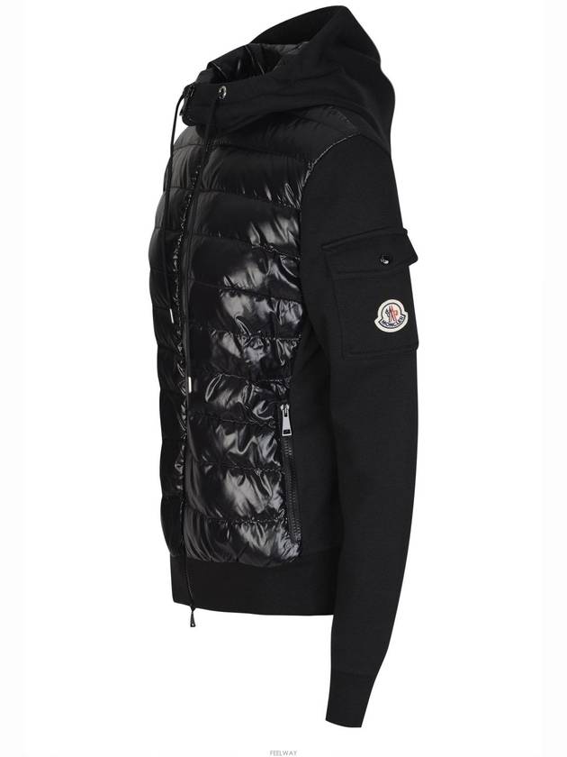 Logo Patch Zip Up Hoodie Padding Black - MONCLER - BALAAN 4