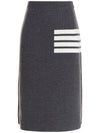 4-bar stripe merino wool H-line skirt gray - THOM BROWNE - BALAAN.