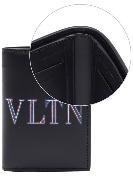 Men's VLTN Neon Logo Half Wallet Black - VALENTINO - BALAAN 2