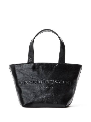 Punch Embossed Logo Mini Leather Tote Bag Black - ALEXANDER WANG - BALAAN 1