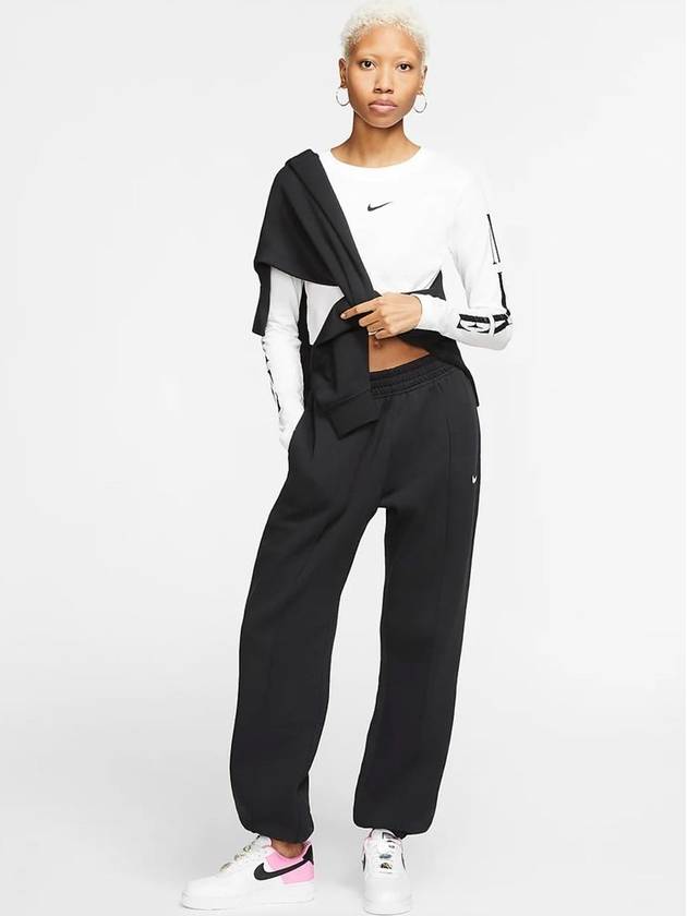 Women's Essential Mid-Rise Fleece Track Pants Black - NIKE - BALAAN 6