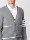 V-Neck Diagonal Armband Cardigan Grey - THOM BROWNE - BALAAN 5