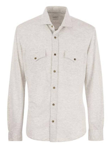 Long Sleeve Shirt MW8356666 C840 PEARL - BRUNELLO CUCINELLI - BALAAN 1