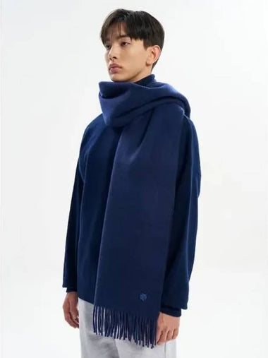 Men s Bold Foxhead Patch Scarf Muffler Ink Blue Domestic Product - MAISON KITSUNE - BALAAN 1