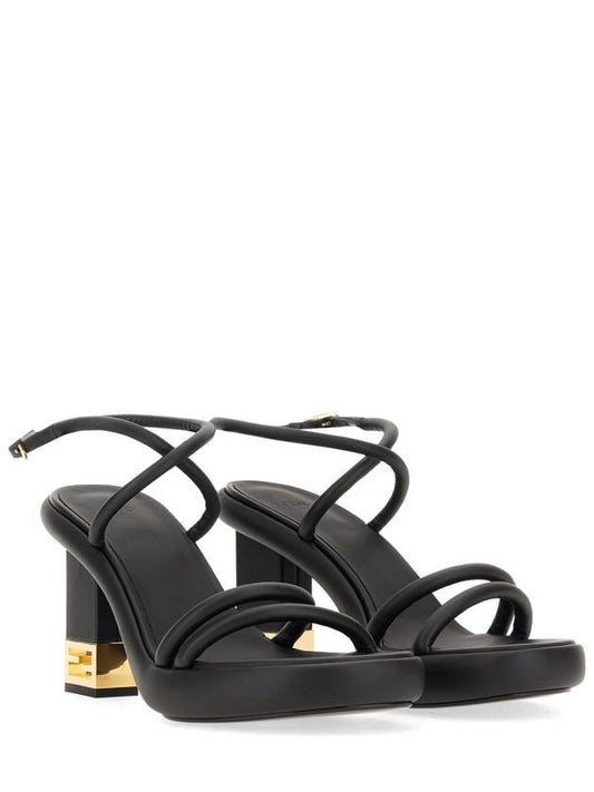 Baguette Criss Cross Strap Sandals Heel Black - FENDI - BALAAN 1