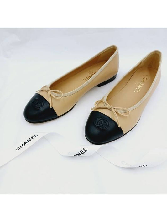 Women s Leather Ballerina Flats Beige Black G02819 - CHANEL - BALAAN 2