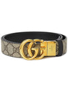 GG Marmont Supreme Canvas Leather Reversible Belt Beige Black - GUCCI - BALAAN 2