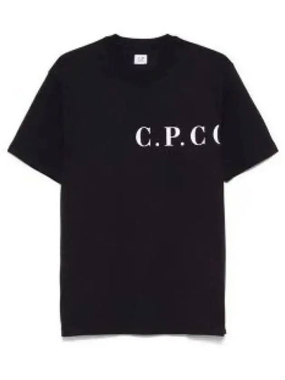 Jersey Front Back Logo Short Sleeve T-Shirt Black - CP COMPANY - BALAAN 2