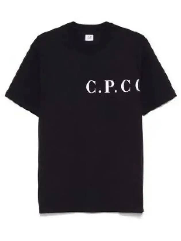 Jersey Front Back Logo Short Sleeve T-Shirt Black - CP COMPANY - BALAAN 3