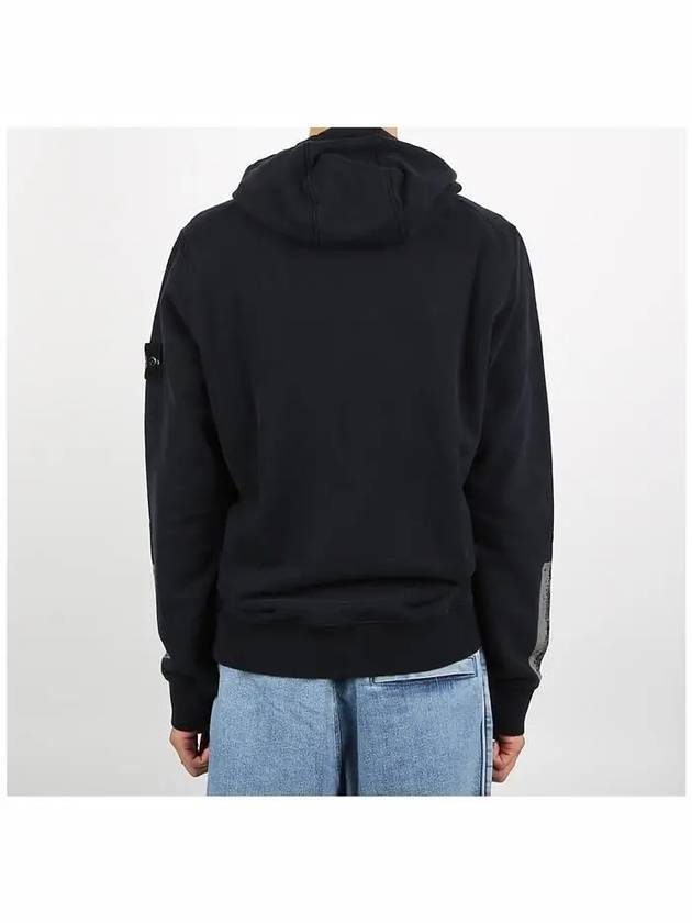 Tape For Print Brushed Cotton Fleece Hoodie Navy - STONE ISLAND - BALAAN 5