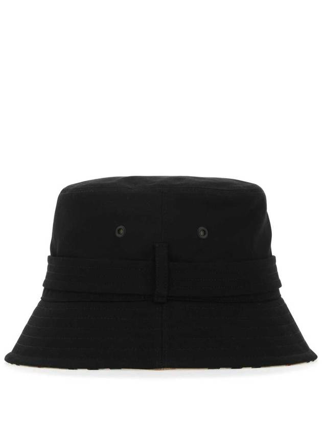 Buckle Detail Cotton Bucket Hat Black - BURBERRY - BALAAN 3