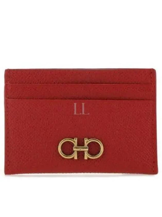 Gancini Card Wallet Lipstick Red - SALVATORE FERRAGAMO - BALAAN 2