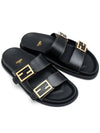 Women's FF Leather Fill Flat Sandals Slippers Black - FENDI - BALAAN 3