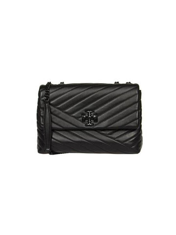 Kira Chevron Convertible Shoulder Bag Black - TORY BURCH - BALAAN 1