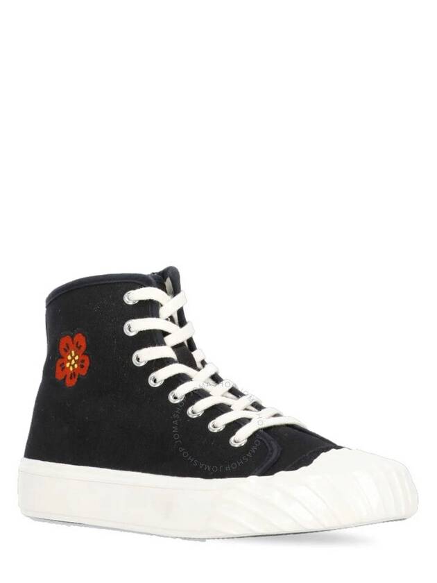 School Bokeh Flower Embroidered Cotton High Top Sneakers Black - KENZO - BALAAN 3