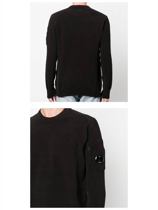 Lens Wappen Crew Neck Knit Top Black - CP COMPANY - BALAAN 7