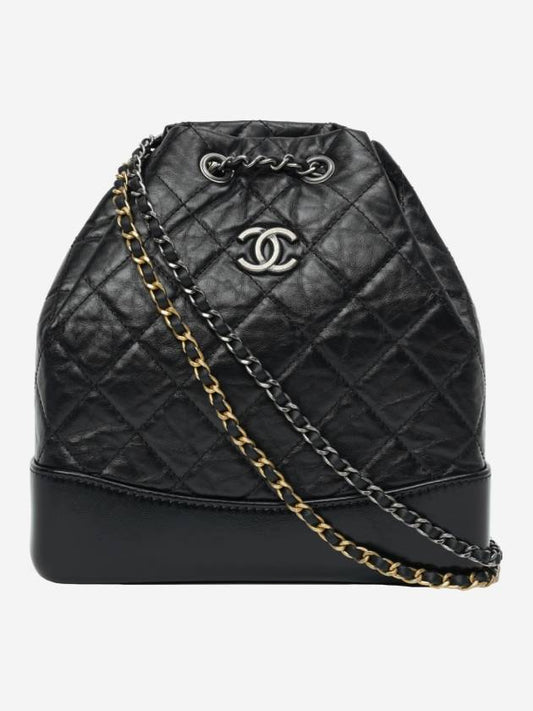 Aged Calfskin Small Gabrielle Backpack Black - CHANEL - BALAAN 2