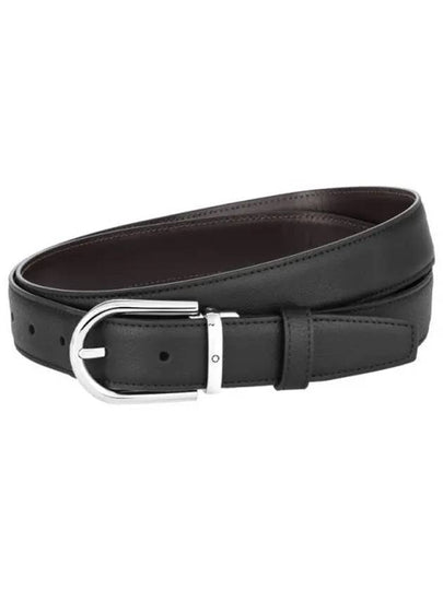 Horseshoe Buckle Reversible Leather Belt Black Brown - MONTBLANC - BALAAN 2