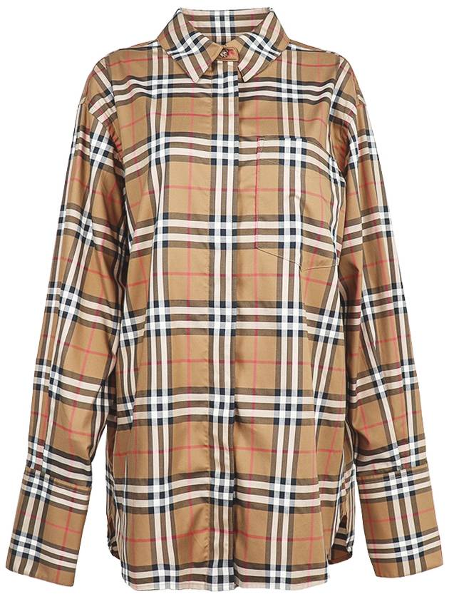 Check Cotton Long Sleeve Shirt Brown - BURBERRY - BALAAN 2