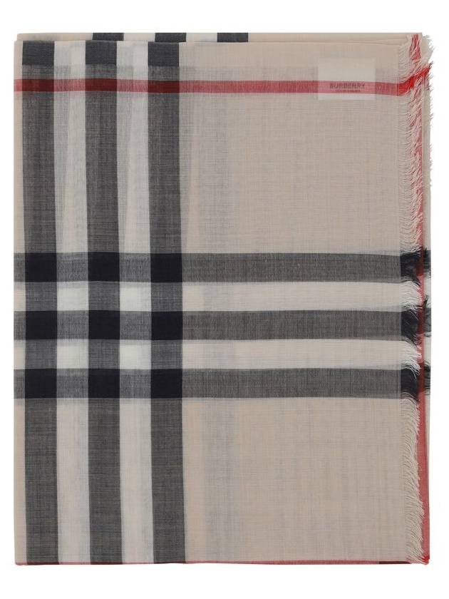 Check Wool Silk Blend Scarf Beige - BURBERRY - BALAAN 3