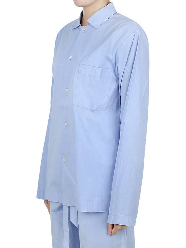 Poplin Long Sleeve Shirt Blue - TEKLA - 8