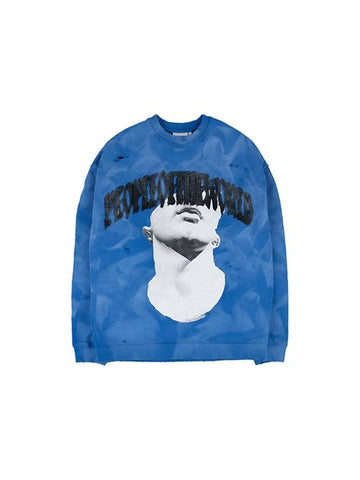 Unisex Damaged Over Sweatshirt Blue - PEOPLE OF THE WORLD - BALAAN 1