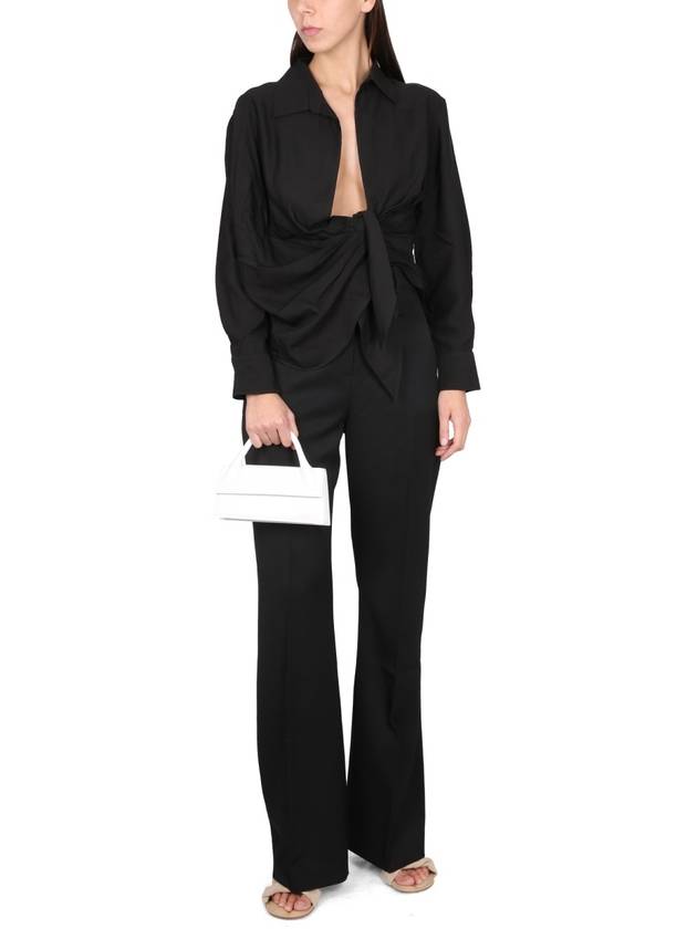 Le Chemise Bahia Tied Sash Shirt Black - JACQUEMUS - BALAAN 3