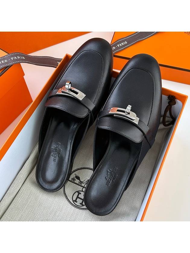 Oz Mule Goatskin & Palladium Noir - HERMES - BALAAN 7