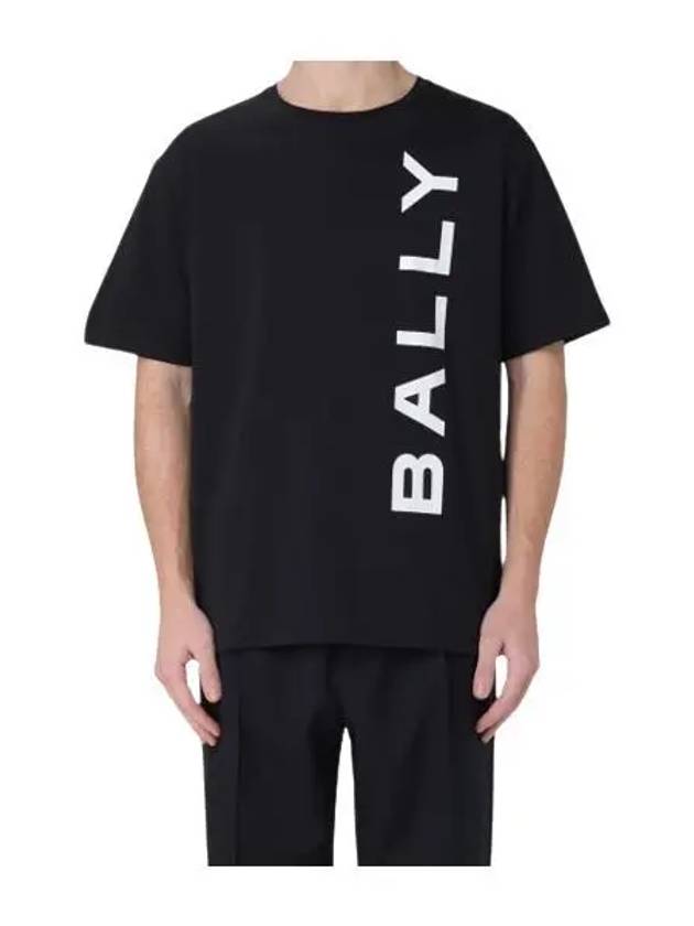 Logo Print Short Sleeve T-Shirt Black - BALLY - BALAAN 2