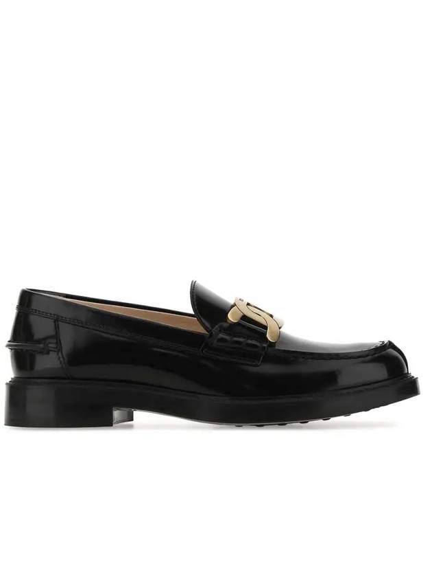 Brushed Leather Chain Loafers Black - TOD'S - 1