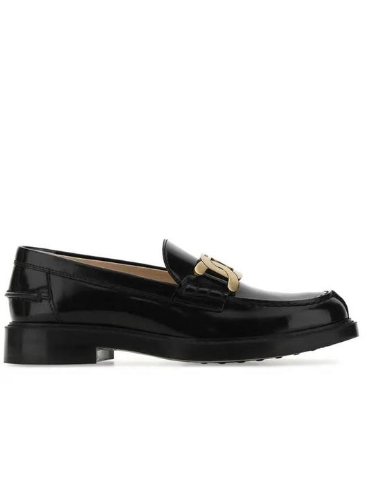 Brushed Leather Chain Loafers Black - TOD'S - BALAAN 1