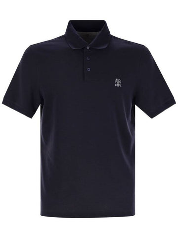 Cotton polo shirt with printed logo - BRUNELLO CUCINELLI - BALAAN 1