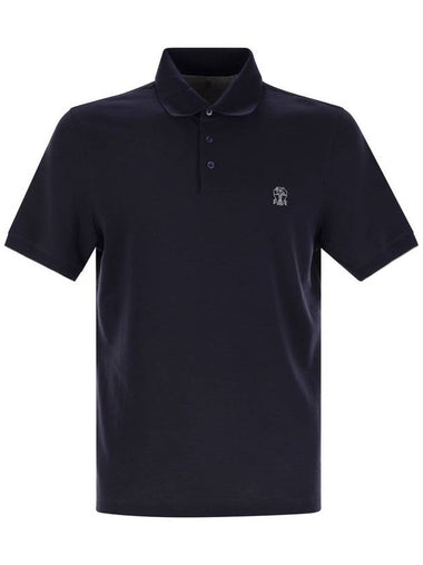 Cotton polo shirt with printed logo - BRUNELLO CUCINELLI - BALAAN 1