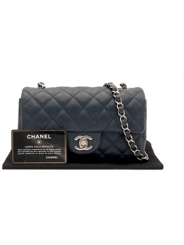 Navy Caviar Silver Chain Classic New Mini Flap Shoulder Bag 26th A69900 - CHANEL - BALAAN 2