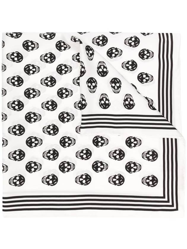 Skull Print Silk Scarf White - ALEXANDER MCQUEEN - BALAAN 2