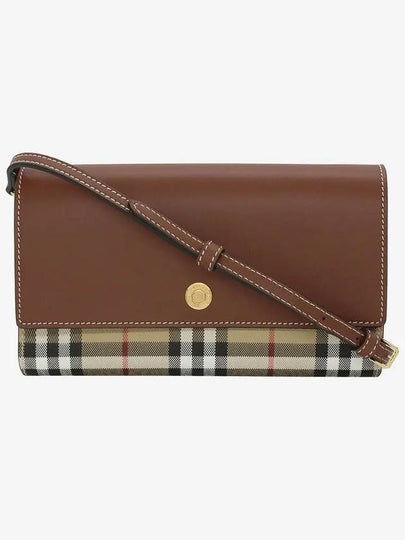 Vintage Check Leather Long Wallet Brown - BURBERRY - BALAAN 2