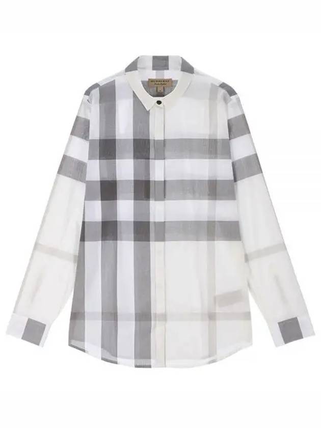 Check Stretch Cotton Shirt Grey White - BURBERRY - BALAAN 2