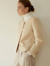 Women's Clash Short Wool Jacket Ivory - DEFEMME - BALAAN 3