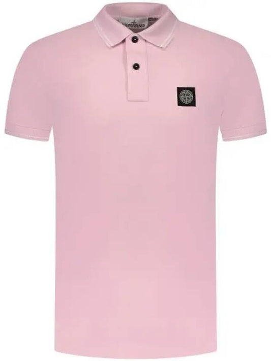 Stretch Cotton Pique Short Sleeve Polo Shirt Pink - STONE ISLAND - BALAAN 2