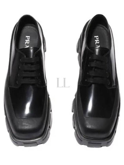 Brushed Lace-Up Leather Derby Black - PRADA - BALAAN 2